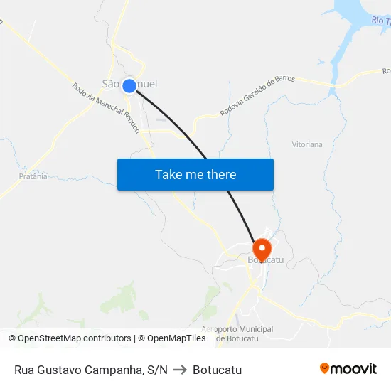 Rua Gustavo Campanha, S/N to Botucatu map