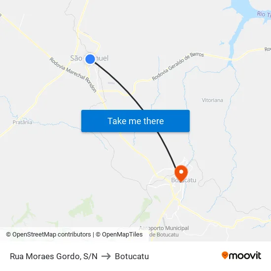 Rua Moraes Gordo, S/N to Botucatu map