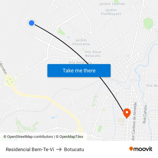 Residencial Bem-Te-Vi to Botucatu map