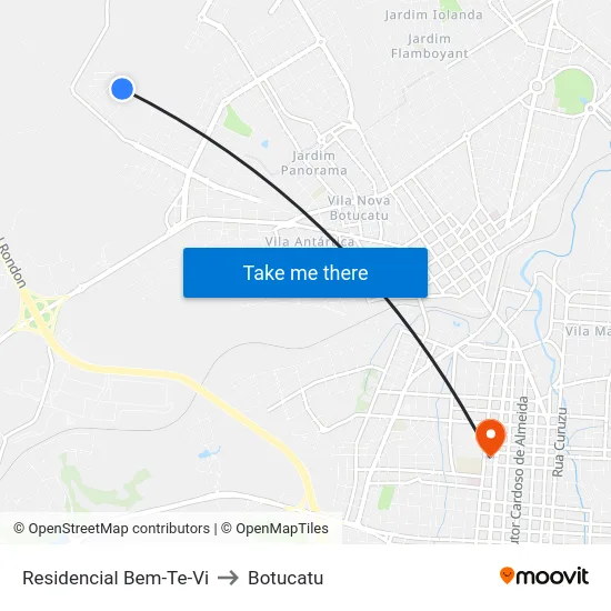 Residencial Bem-Te-Vi to Botucatu map