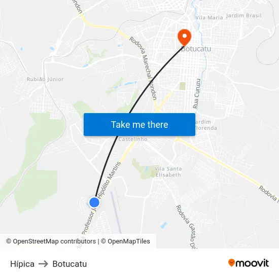 Hípica to Botucatu map