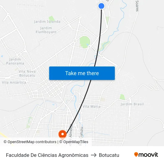 Faculdade De Ciências Agronômicas to Botucatu map