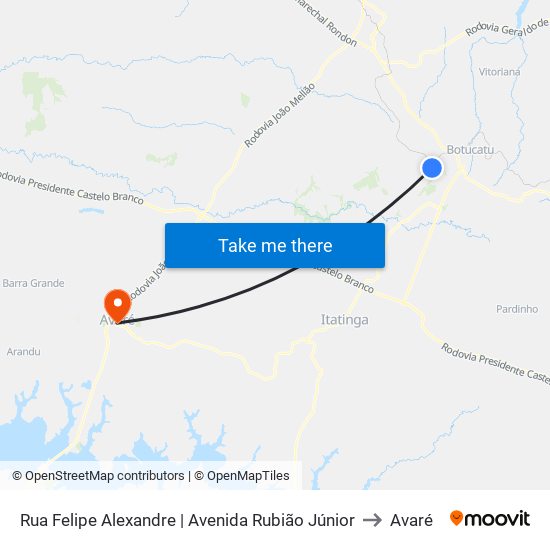Rua Felipe Alexandre | Avenida Rubião Júnior to Avaré map