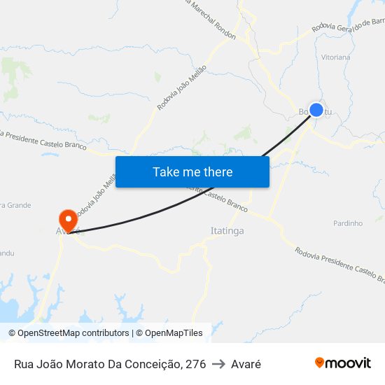 Rua João Morato Da Conceição, 276 to Avaré map