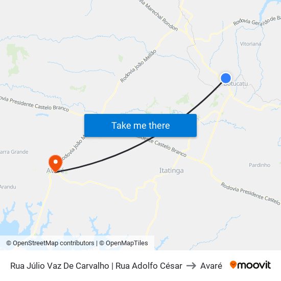 Rua Júlio Vaz De Carvalho | Rua Adolfo César to Avaré map