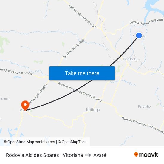 Rodovia Alcides Soares | Vitoriana to Avaré map