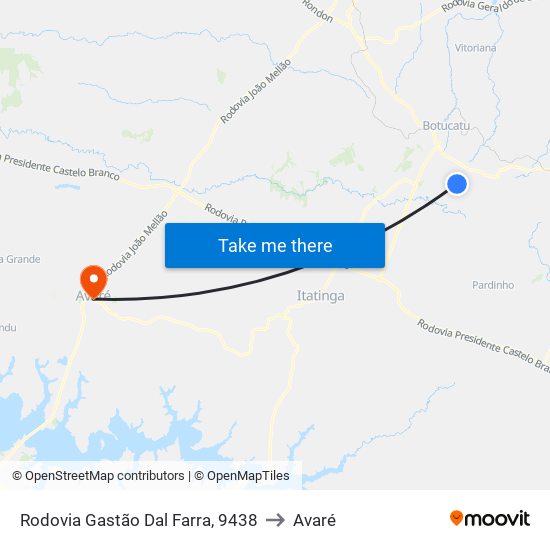 Rodovia Gastão Dal Farra, 9438 to Avaré map