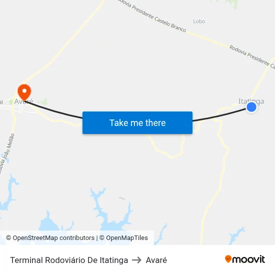Terminal Rodoviário De Itatinga to Avaré map