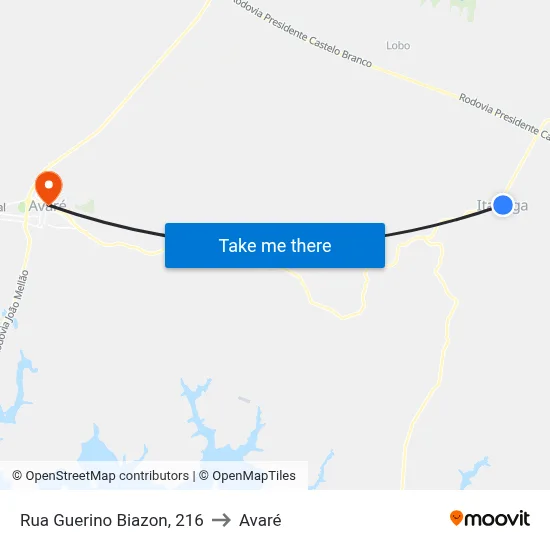 Rua Guerino Biazon, 216 to Avaré map