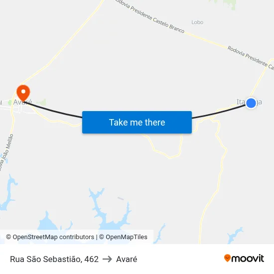 Rua São Sebastião, 462 to Avaré map