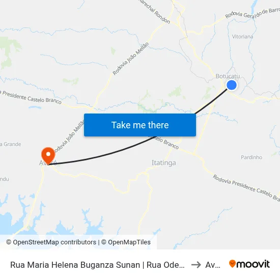 Rua Maria Helena Buganza Sunan | Rua Odete Paci to Avaré map