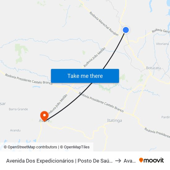 Avenida Dos Expedicionários | Posto De Saúde to Avaré map