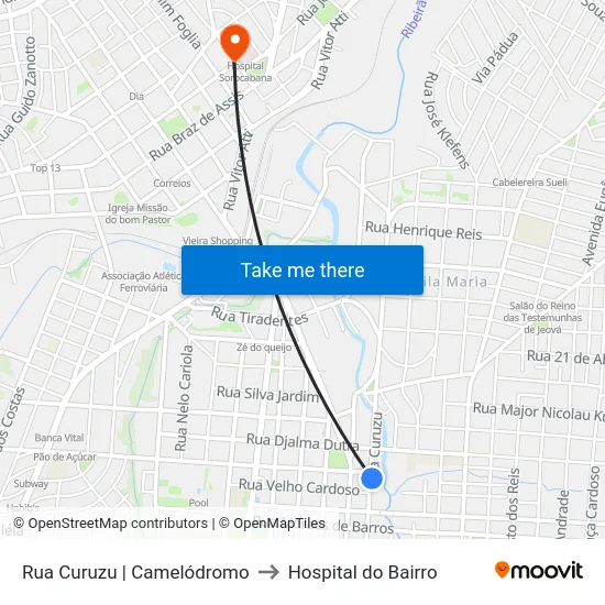Rua Curuzu | Camelódromo to Hospital do Bairro map