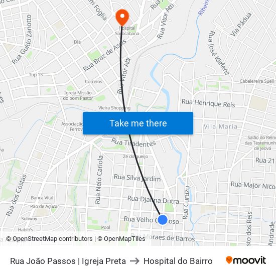 Rua João Passos | Igreja Preta to Hospital do Bairro map