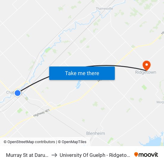 Murray St at Darul Uloom to University Of Guelph - Ridgetown Campus map