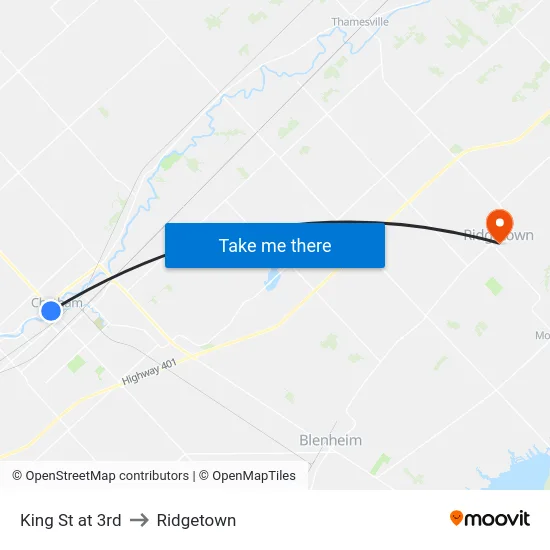King St at 3rd to Ridgetown map