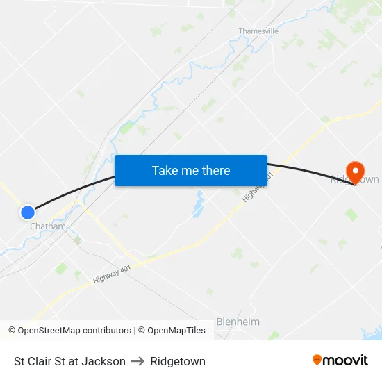 St Clair St at Jackson to Ridgetown map