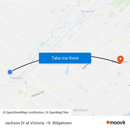 Jackson Dr at Victoria to Ridgetown map