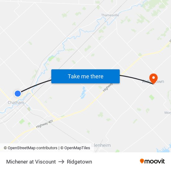 Michener at Viscount to Ridgetown map