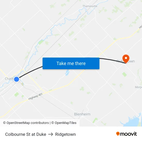 Colbourne St at Duke to Ridgetown map