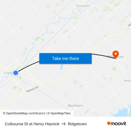 Colbourne St at Henry Heynick to Ridgetown map