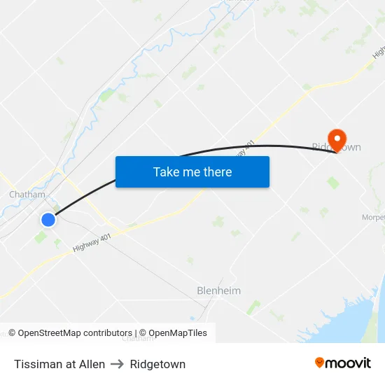 Tissiman at Allen to Ridgetown map