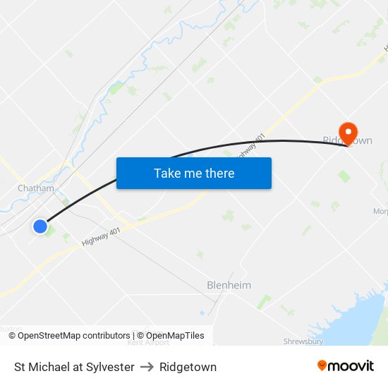 St Michael at Sylvester to Ridgetown map