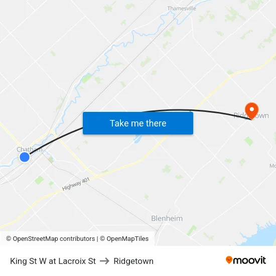 King St W at Lacroix St to Ridgetown map