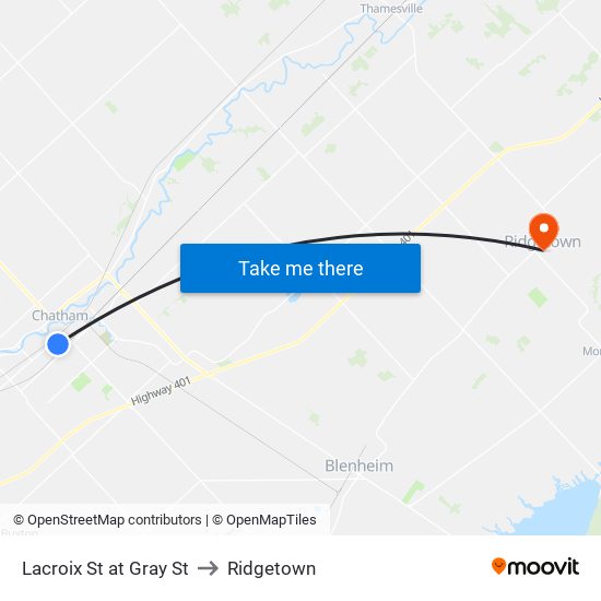 Lacroix St at Gray St to Ridgetown map