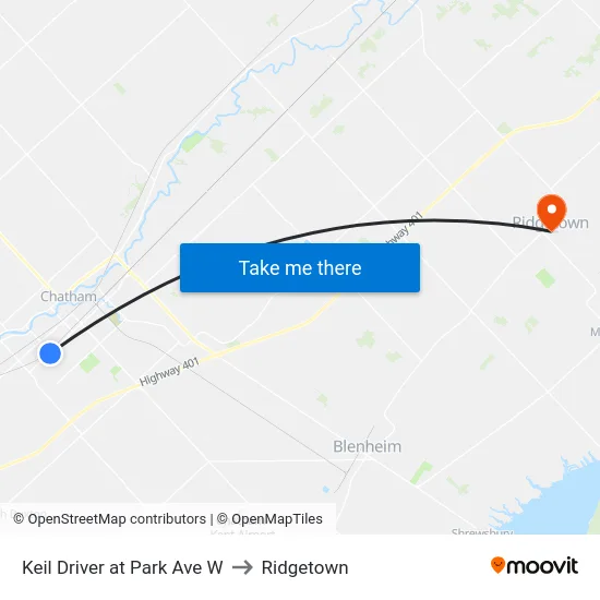 Keil Driver at Park Ave W to Ridgetown map