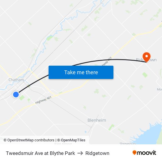 Tweedsmuir Ave at Blythe Park to Ridgetown map