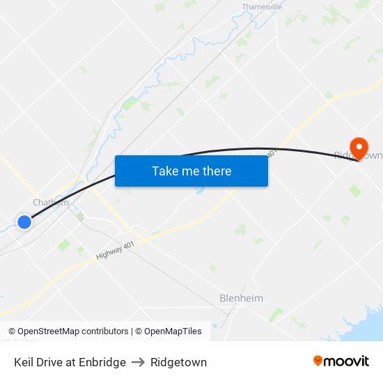 Keil Drive at Enbridge to Ridgetown map