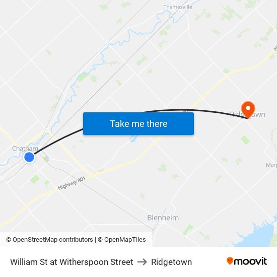 William St at Witherspoon Street to Ridgetown map