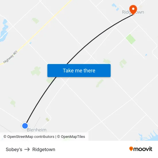Sobey's to Ridgetown map