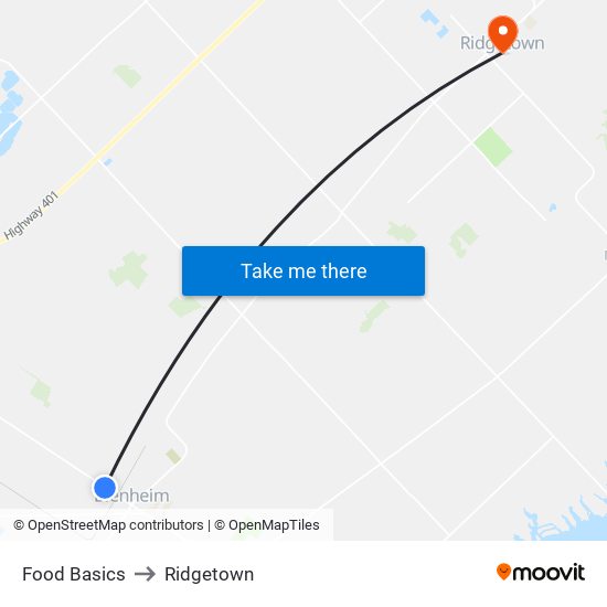 Food Basics to Ridgetown map