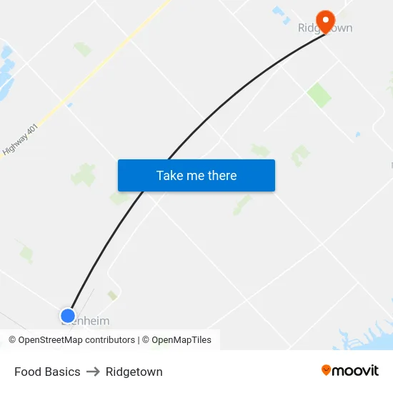 Food Basics to Ridgetown map