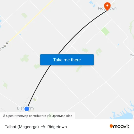 Talbot (Mcgeorge) to Ridgetown map