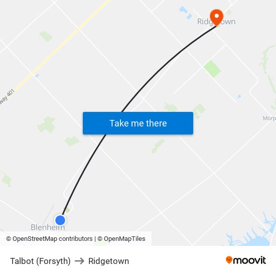 Talbot (Forsyth) to Ridgetown map