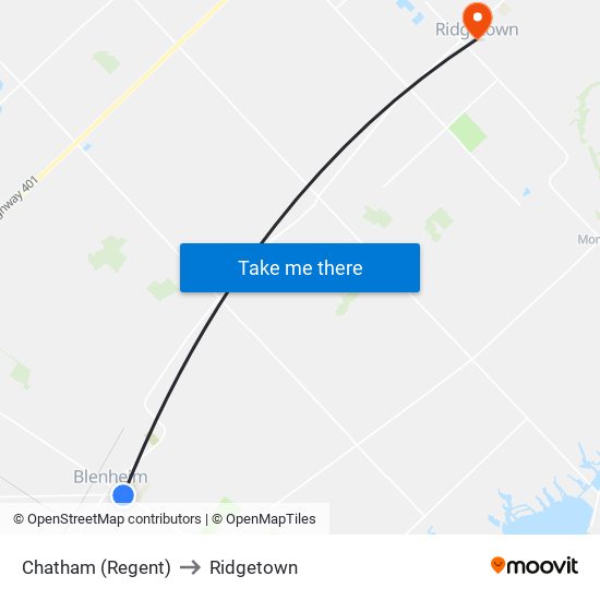 Chatham (Regent) to Ridgetown map