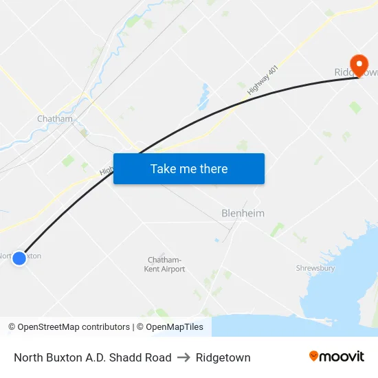 North Buxton A.D. Shadd Road to Ridgetown map