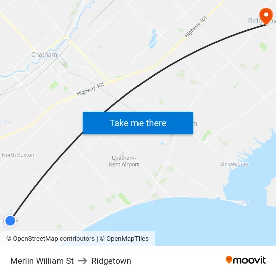 Merlin William St to Ridgetown map
