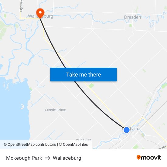 Mckeough Park to Wallaceburg map