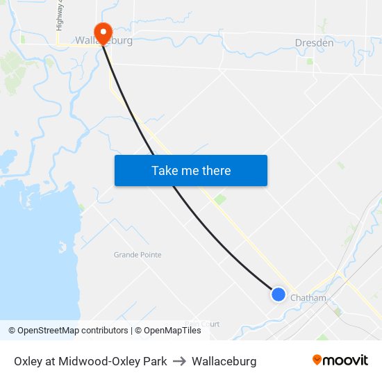 Oxley at Midwood-Oxley Park to Wallaceburg map