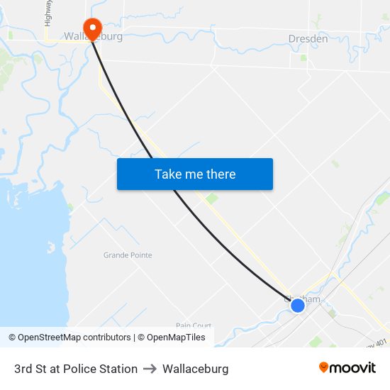 3rd St at Police Station to Wallaceburg map