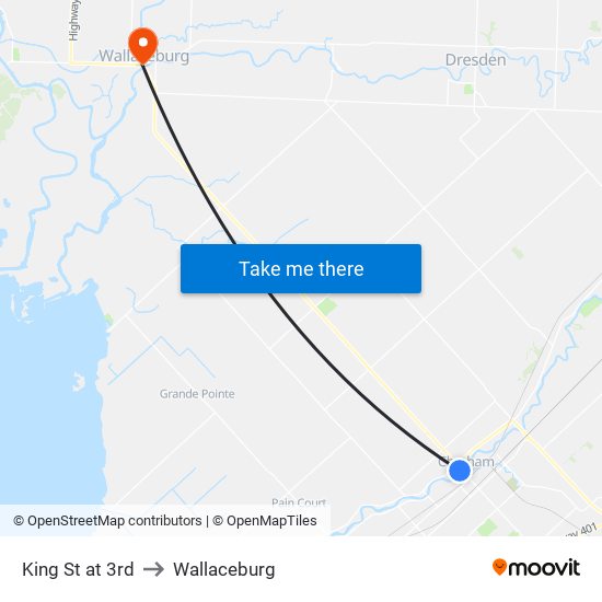 King St at 3rd to Wallaceburg map