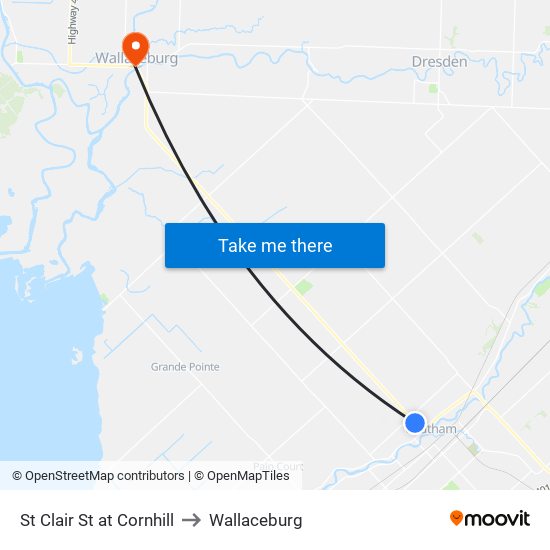 St Clair St at Cornhill to Wallaceburg map