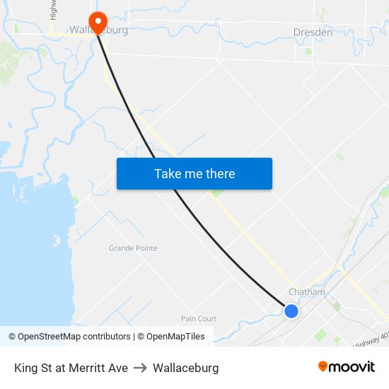 King St at Merritt Ave to Wallaceburg map