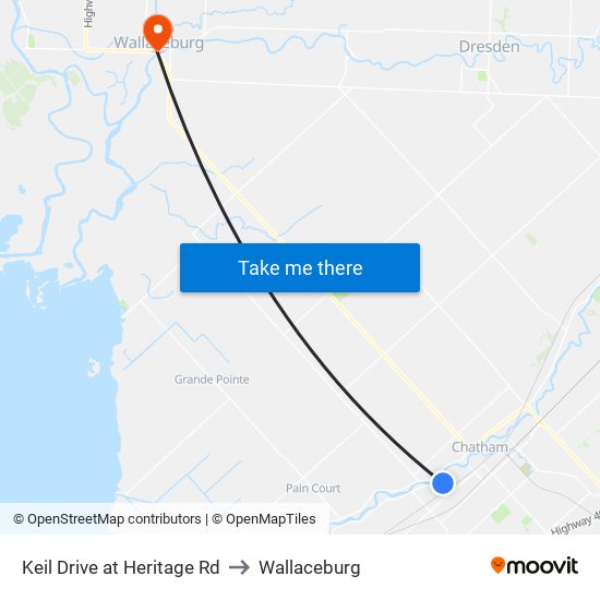 Keil Drive at Heritage Rd to Wallaceburg map