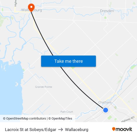 Lacroix St at Sobeys/Edgar to Wallaceburg map