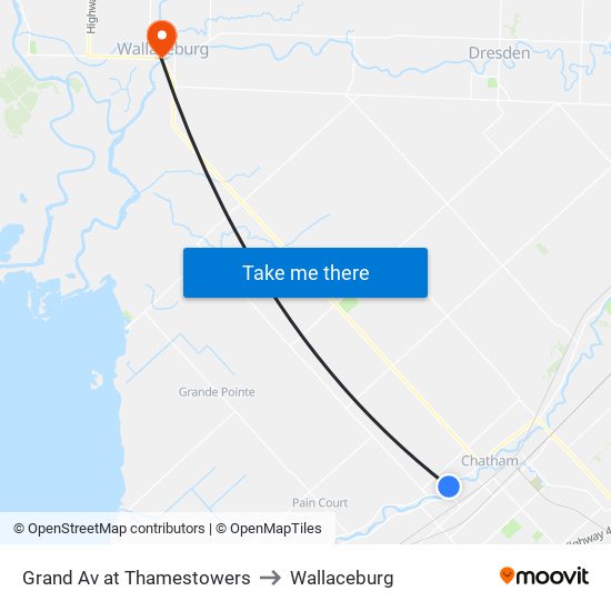 Grand Av at Thamestowers to Wallaceburg map